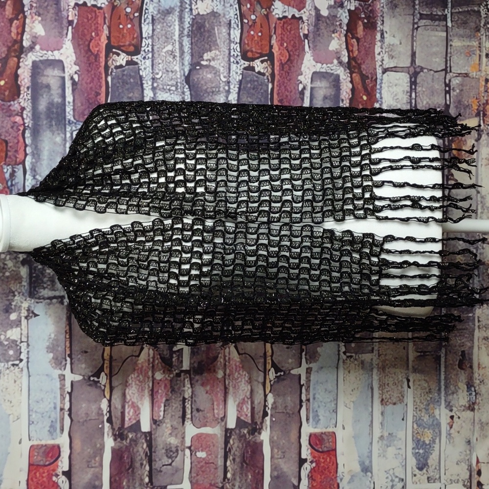 Fishnet Chenille Fringe Scarf